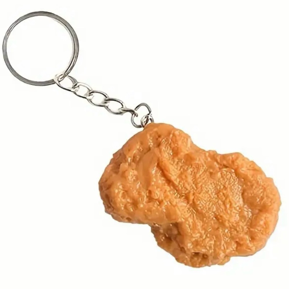 Realistic Fried Chicken Nugget Keychain Food-Themed Accessory for Bags